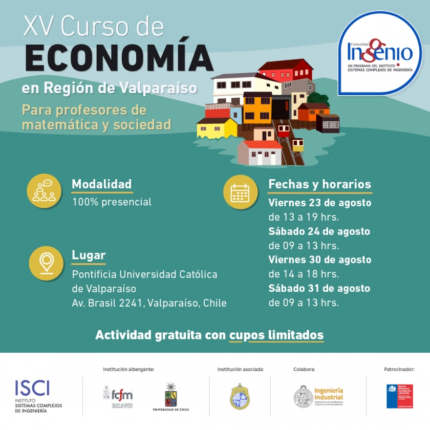 Inscríbete en el XV Curso de Economía para profesores de matemática y sociedad en Valparaíso